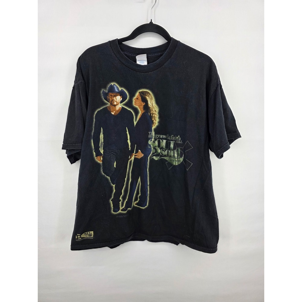 Vintage 2007 Tim McGraw Faith Hill Soul2Soul Tour T-Shirt XL Black Country Music